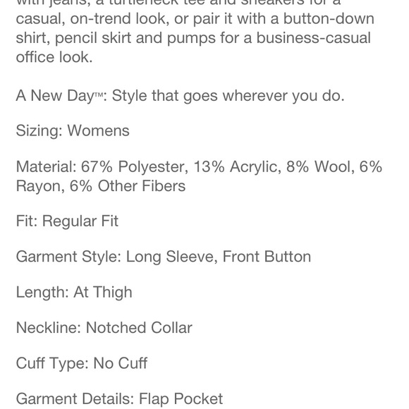 A New Day Women’s brown plaid overcoat NWT - Picture 4 of 11